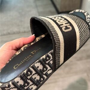 Christian Dior Black and Cream Slide Sandals